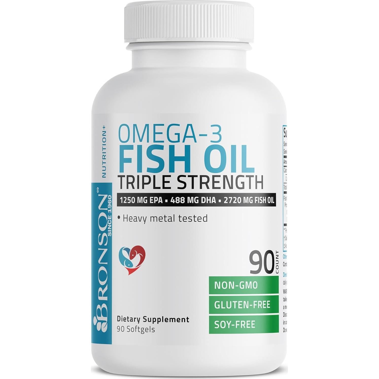 Aceite de Pescado Bronson Omega 3 Triple Fuerza 2720 mg 90 Gelatinas