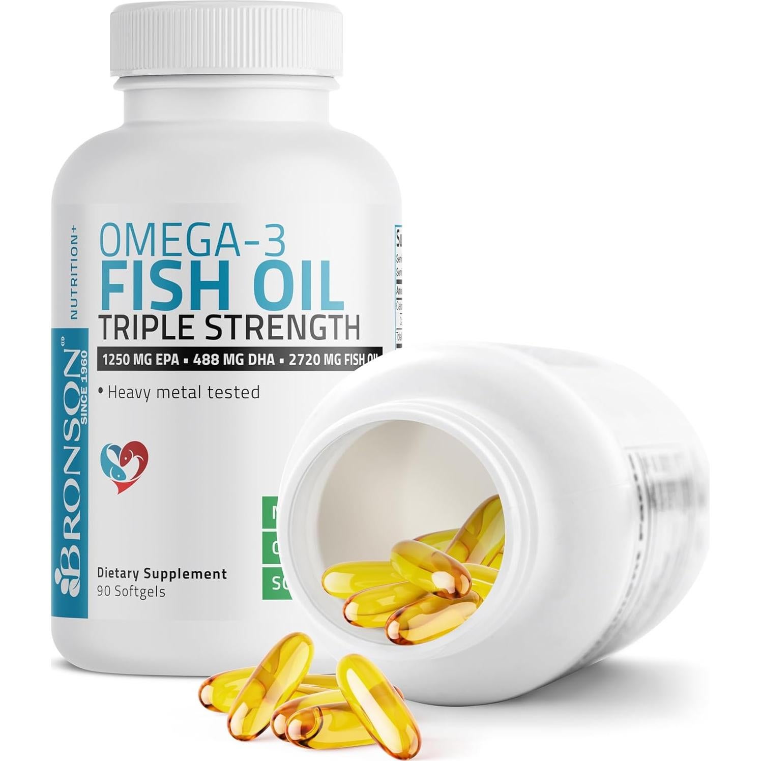 Aceite de Pescado Bronson Omega 3 Triple Fuerza 2720 mg 90 Gelatinas