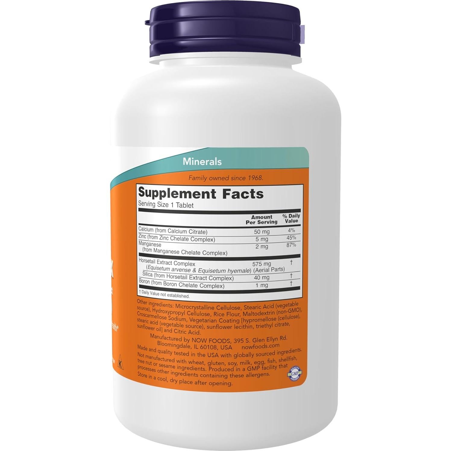 Suplemento de Sílice NOW Foods 180 Tabletas Veganas - Salud Cabello, Piel y Uñas