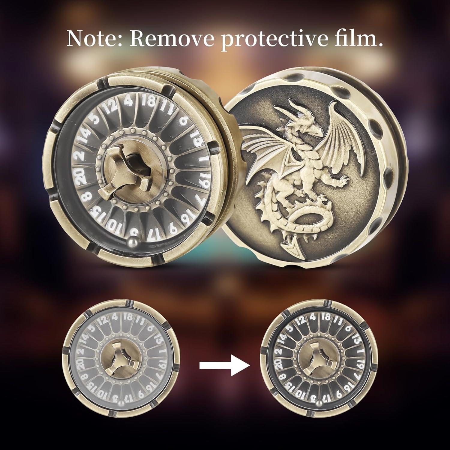 Juego de Dados DND con Rueda de Ruleta GemLore - D20 Metal