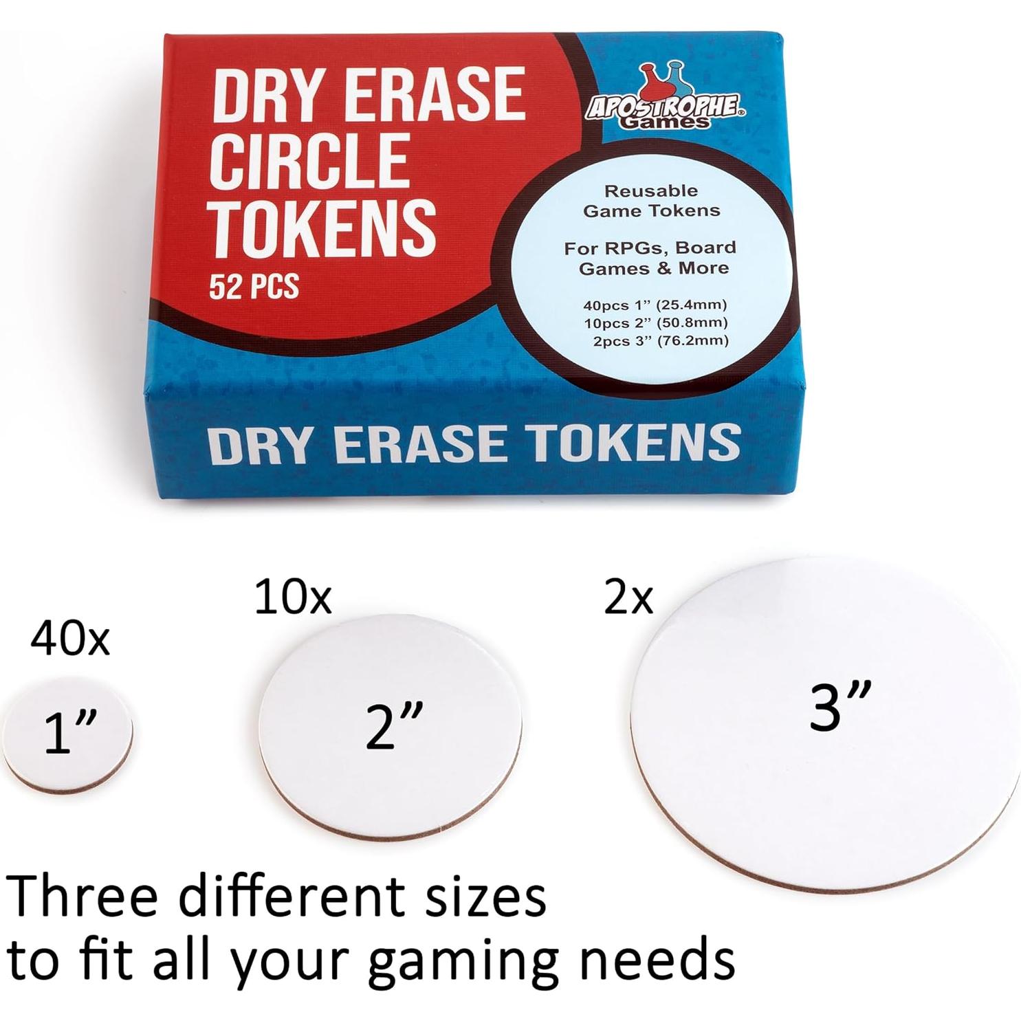 Fichas de Borrado en Seco Apostrophe Games - 52 Piezas Reutilizables