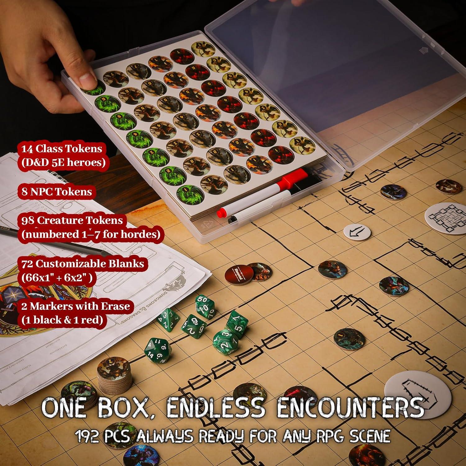 Juego de Fichas RPG CZYY - 192 PCS Reutilizables para DND