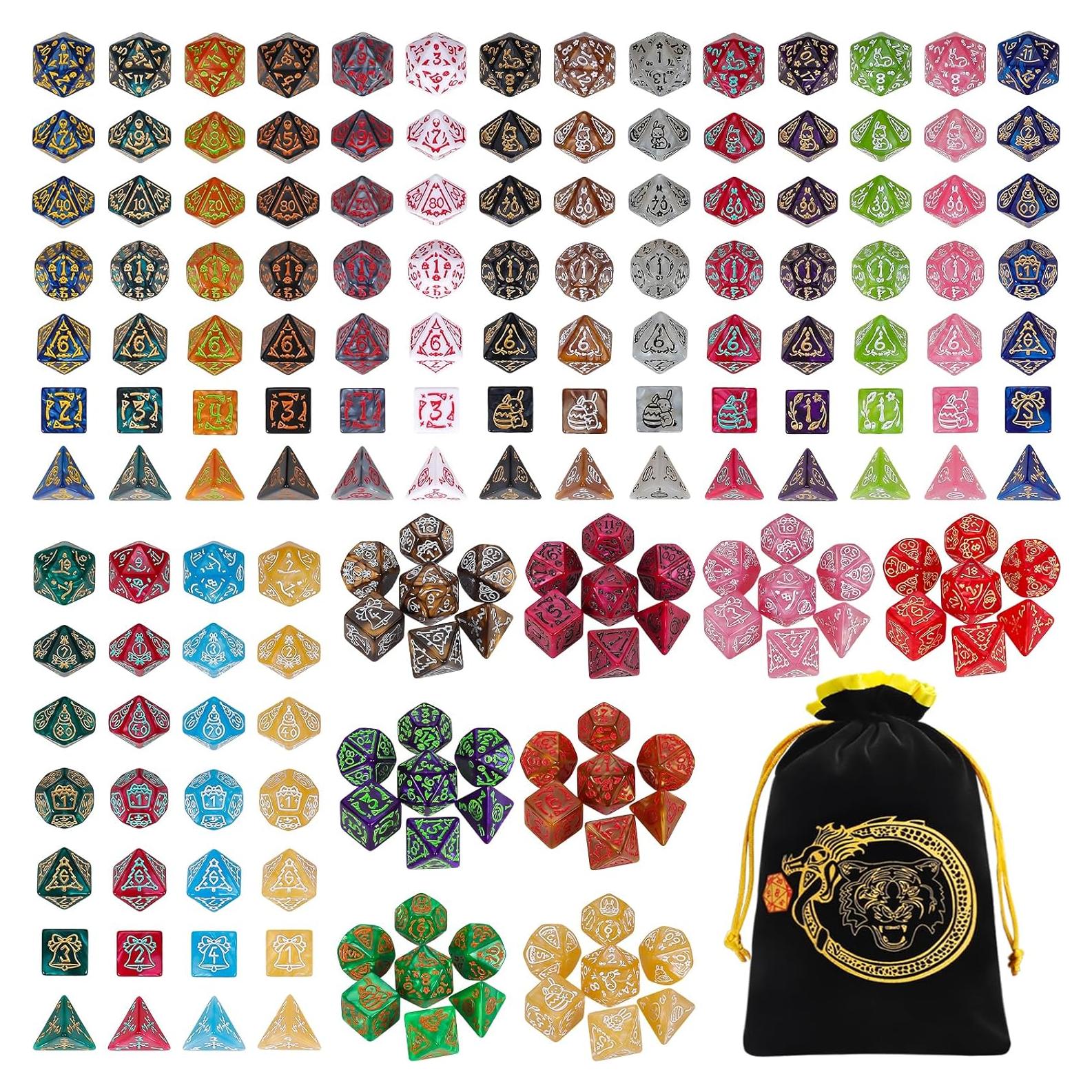 Conjunto de Dados Poliedricos CiaraQ - 182 Piezas para D&D