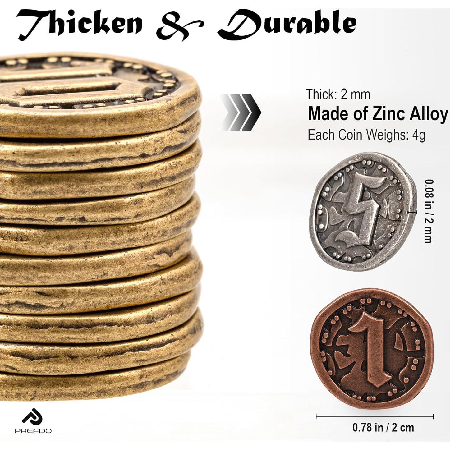 50 Monedas de Metal para Juegos de Mesa - Prefdo - Oro Rosa, Plata, Bronce