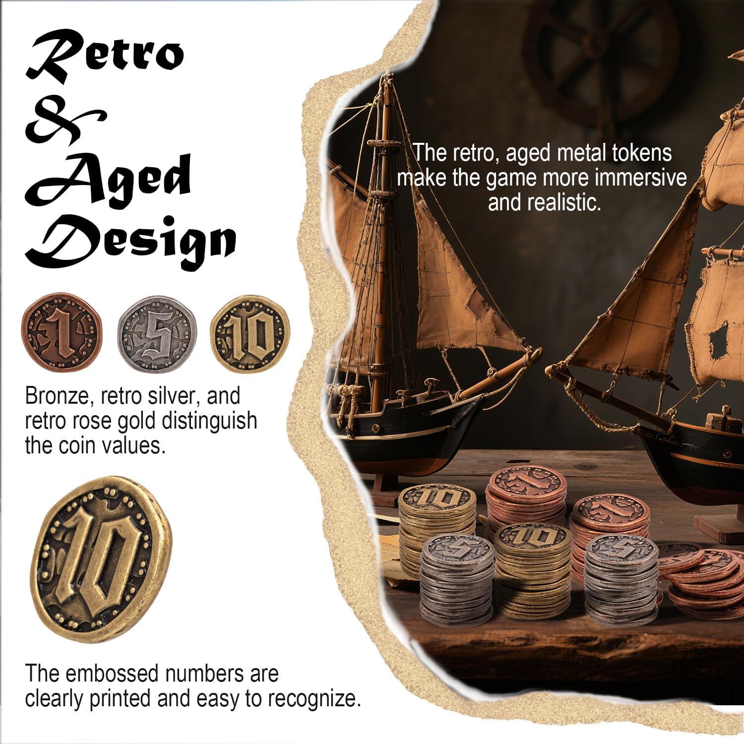 50 Monedas de Metal para Juegos de Mesa - Prefdo - Oro Rosa, Plata, Bronce
