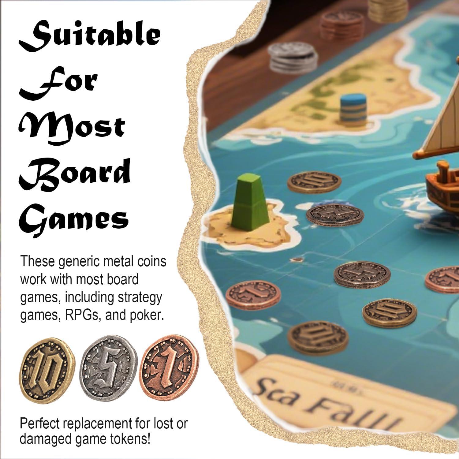 50 Monedas de Metal para Juegos de Mesa - Prefdo - Oro Rosa, Plata, Bronce