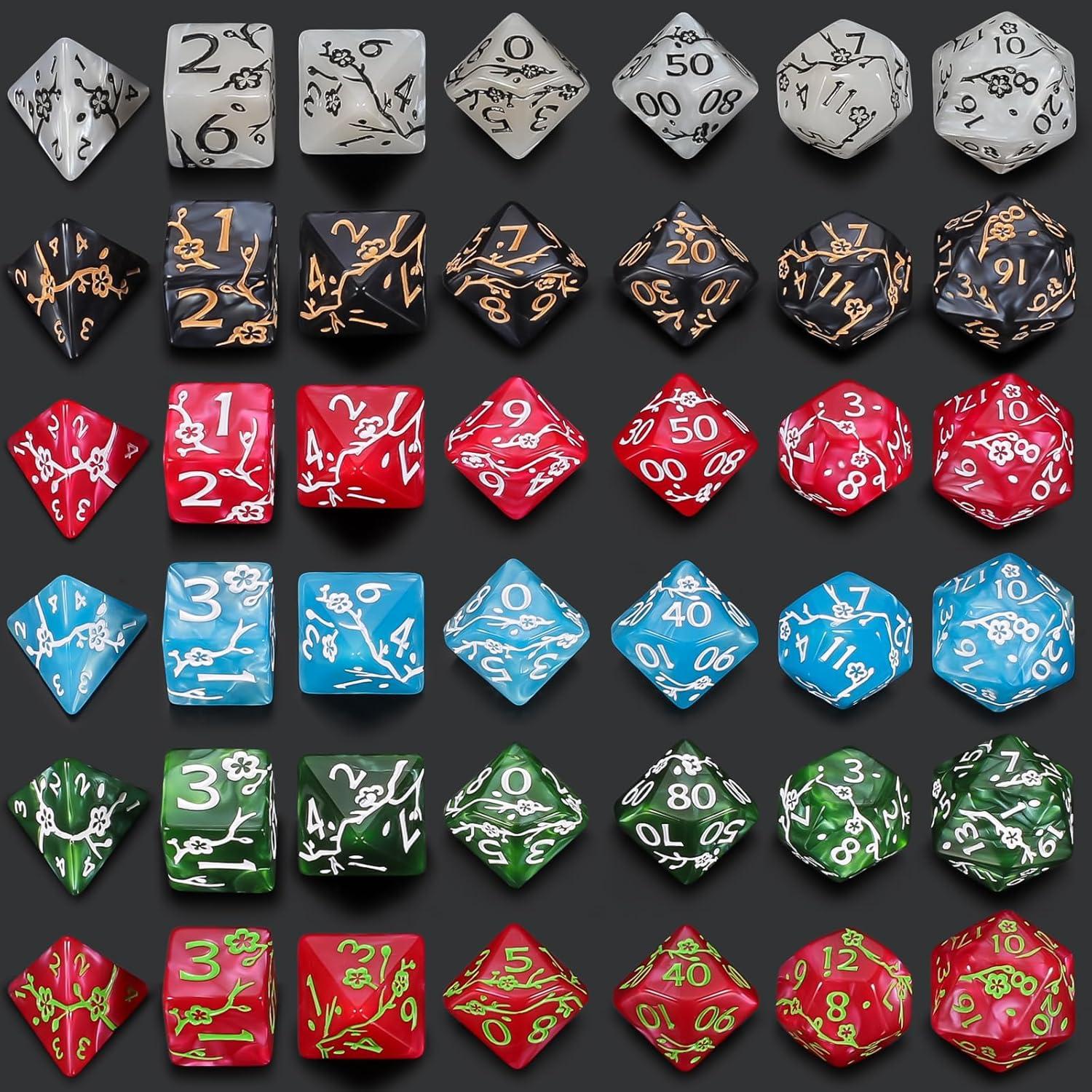 Conjunto de Dados Poliedricos CiaraQ 42pcs con 6 Bolsas D&D