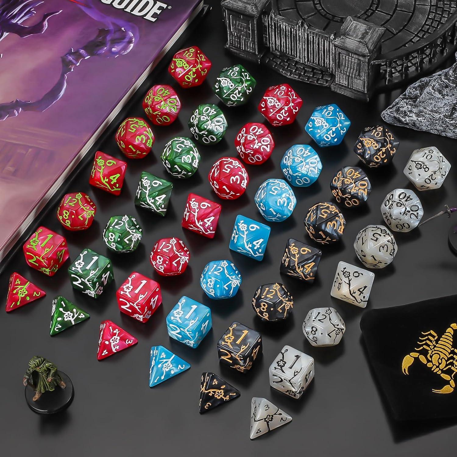 Conjunto de Dados Poliedricos CiaraQ 42pcs con 6 Bolsas D&D