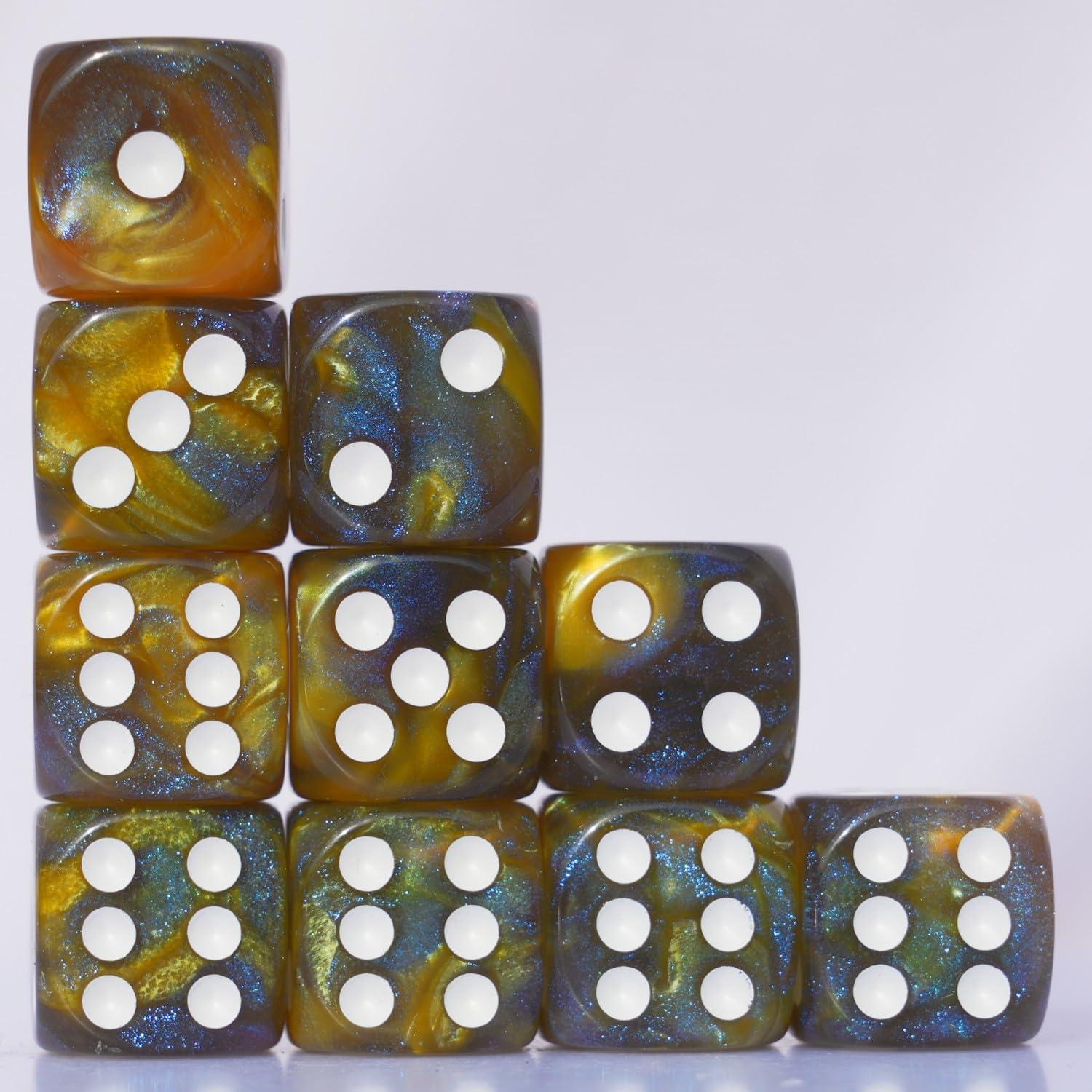 10 Dados Acrílicos D6 16mm DND MTG Marrón y Azul