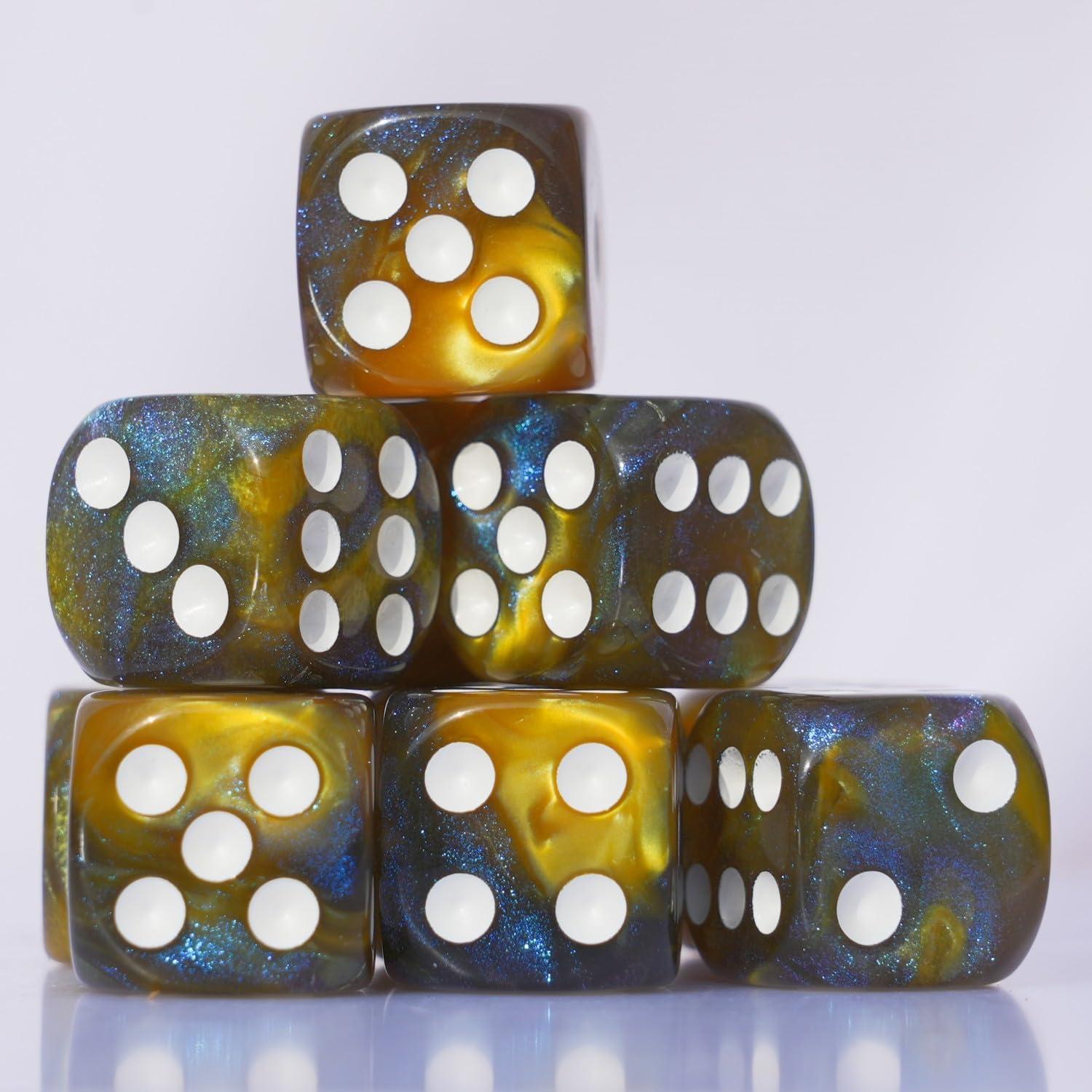 10 Dados Acrílicos D6 16mm DND MTG Marrón y Azul