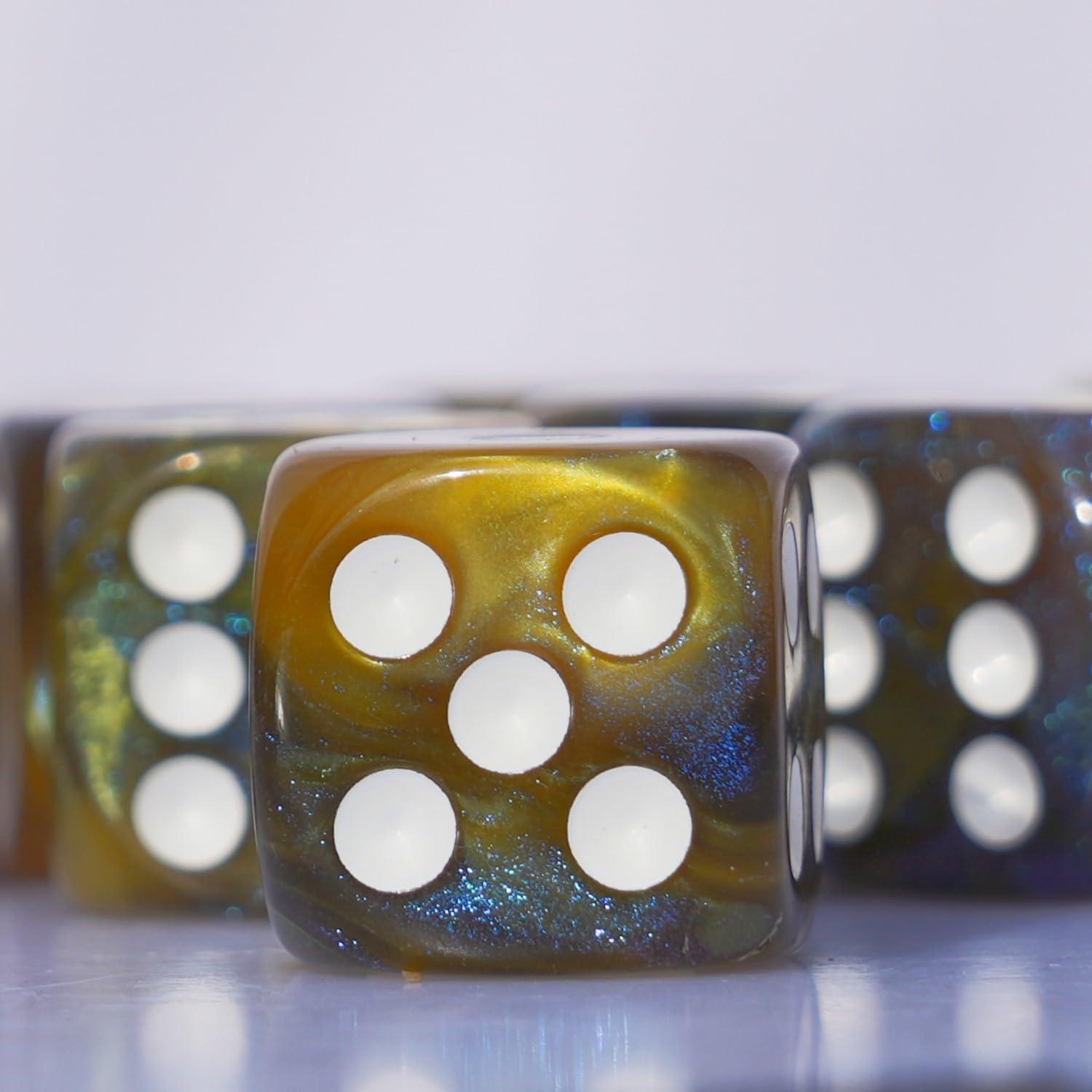 10 Dados Acrílicos D6 16mm DND MTG Marrón y Azul