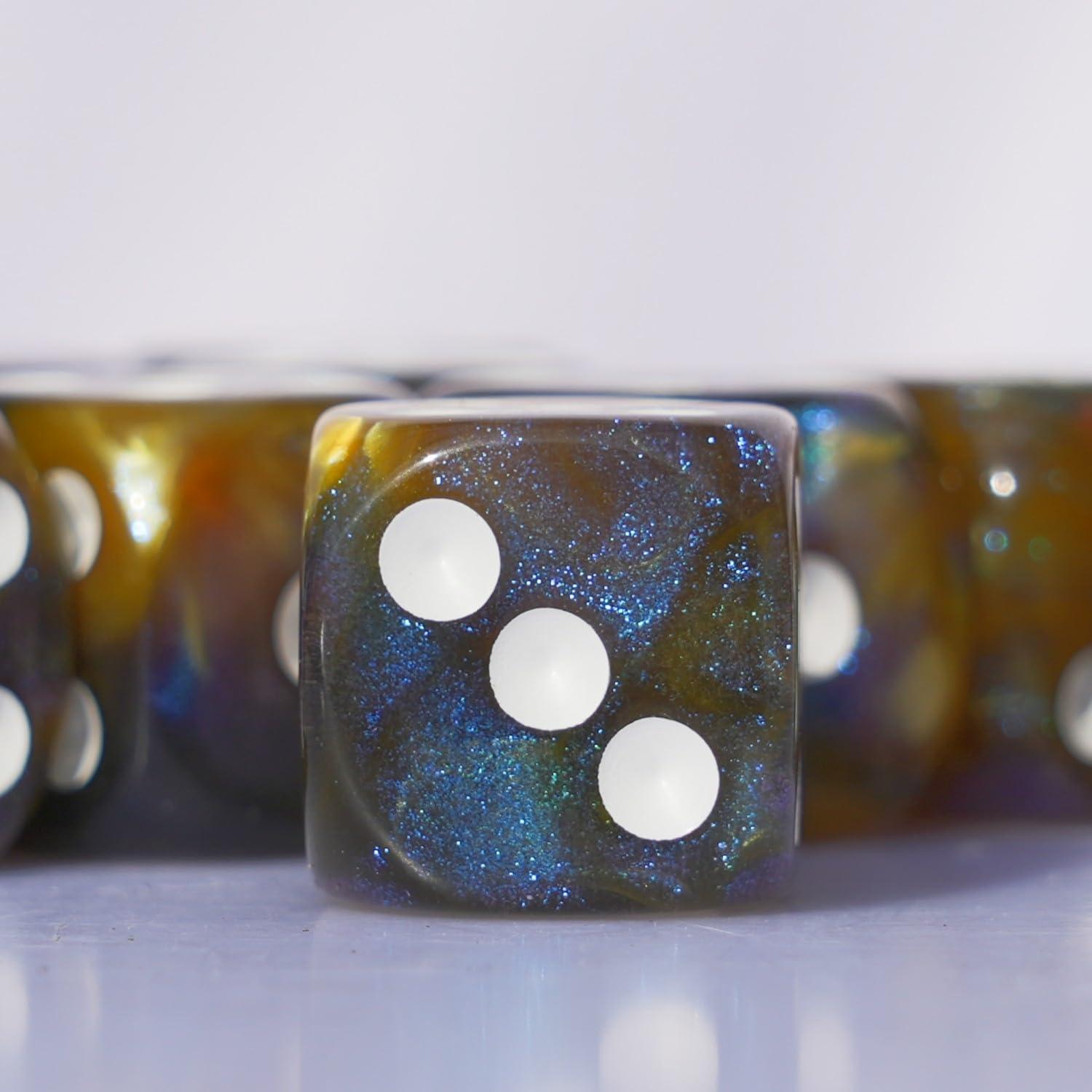 10 Dados Acrílicos D6 16mm DND MTG Marrón y Azul