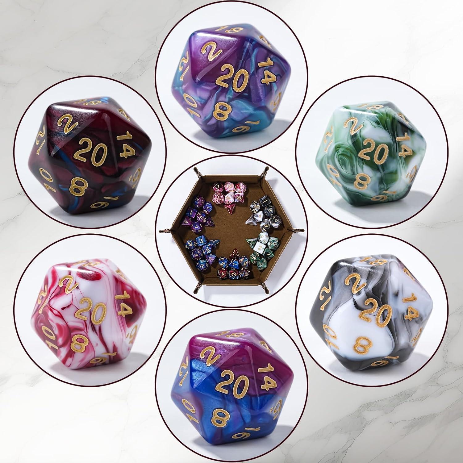 Set de Dados Poliedricos DND 42 Piezas con Bolsas y Bandeja