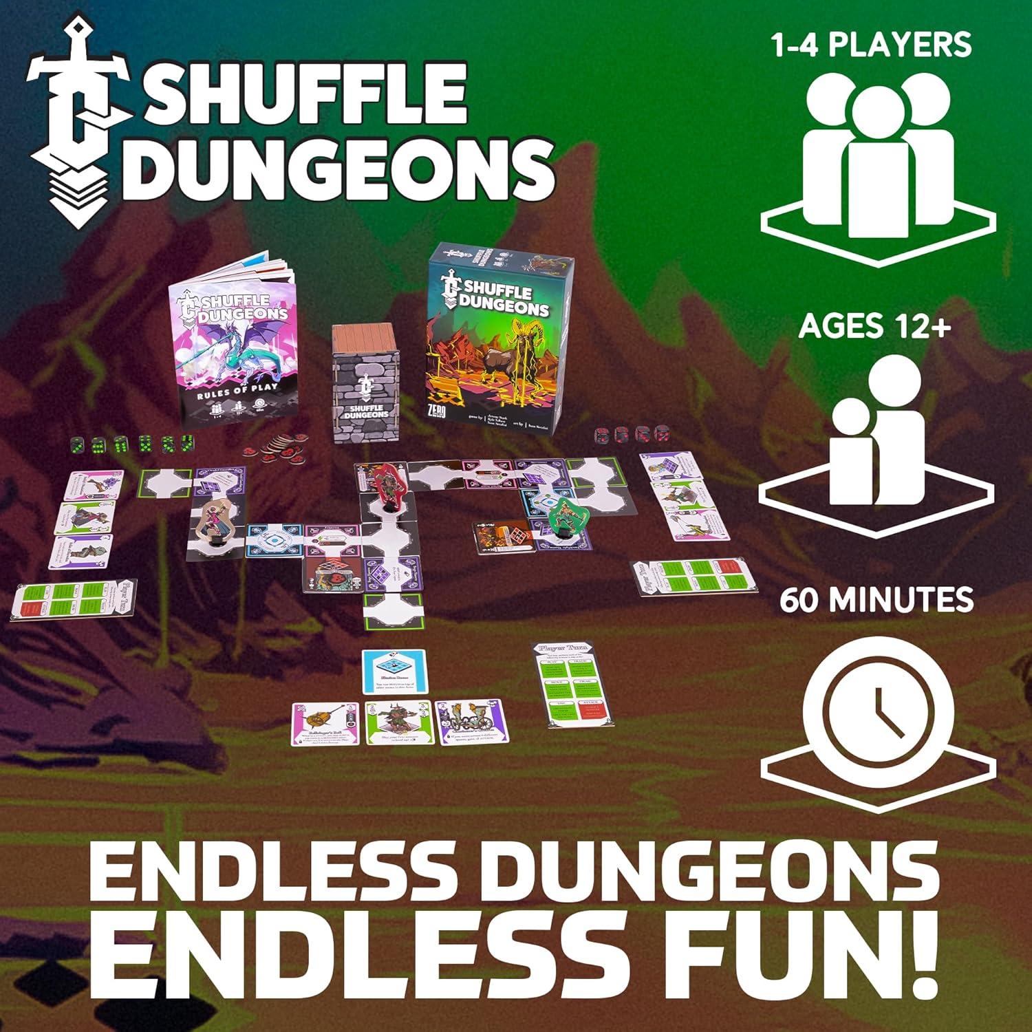 Juego de Mesa Shuffle Dungeons - Crawler de Mazmorras 1-4 Jugadores