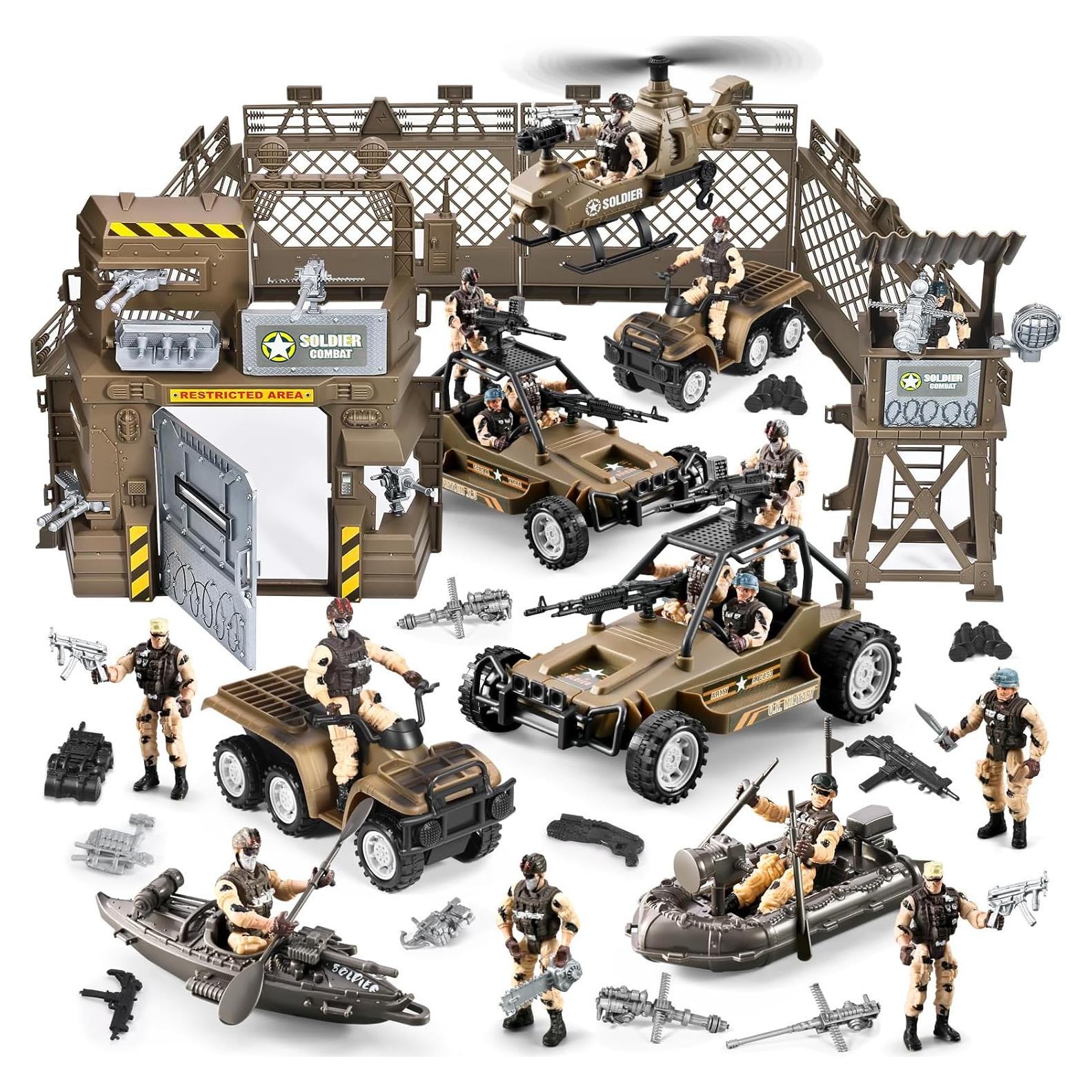 Juego de Soldados del Ejército 86 en 1 JASSKKBO con Base Militar