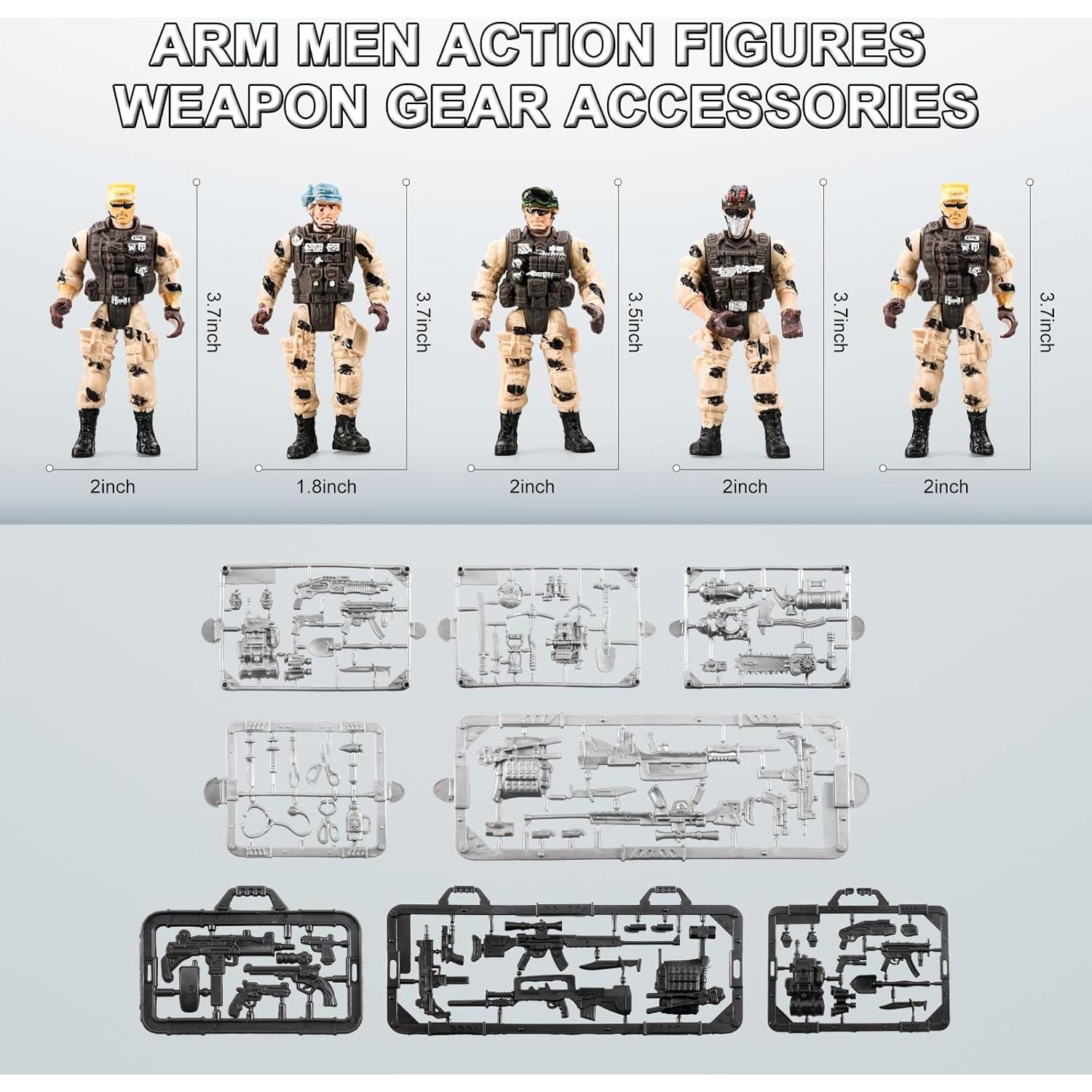 Juego de Soldados del Ejército 86 en 1 JASSKKBO con Base Militar