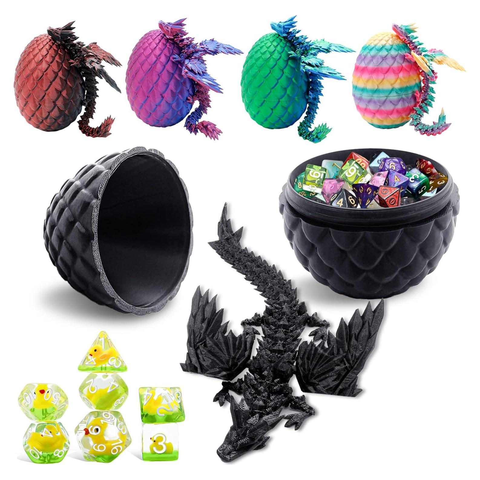 Juego de Dados Poliedricos DND Qawzlaa + Huevo de Dragón