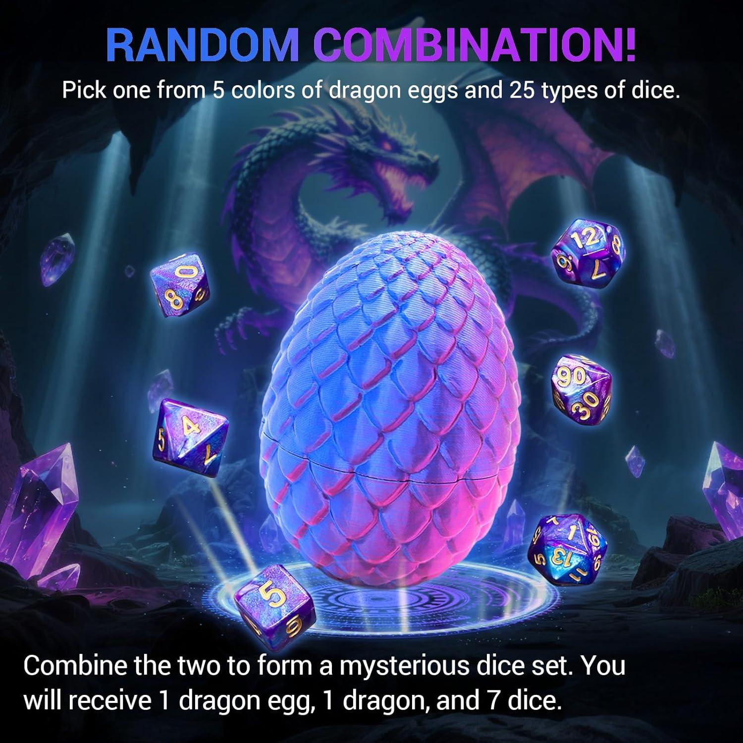 Juego de Dados Poliedricos DND Qawzlaa + Huevo de Dragón