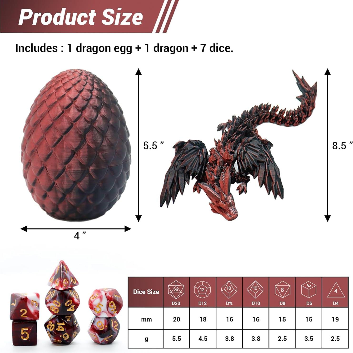 Juego de Dados Poliedricos DND Qawzlaa + Huevo de Dragón