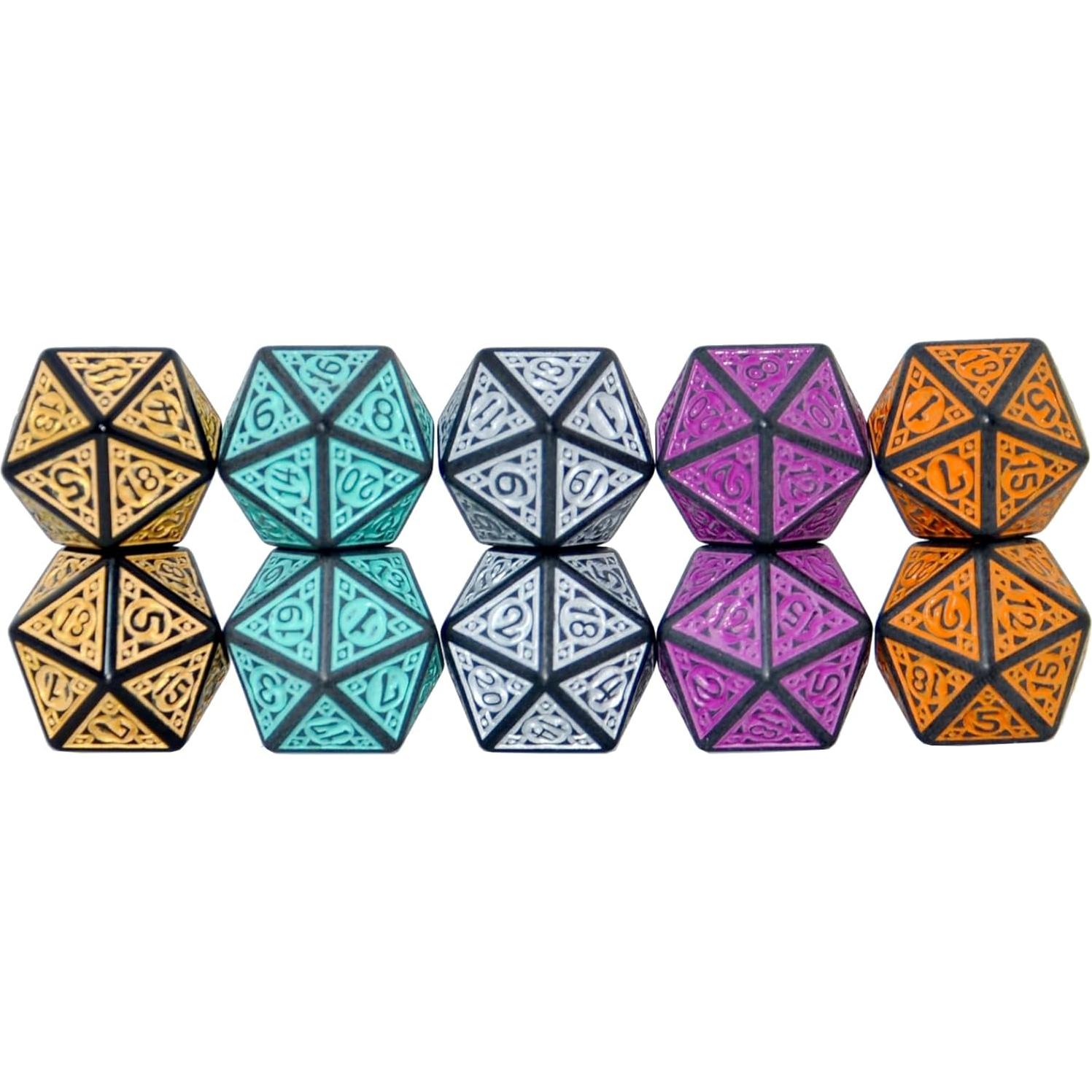 Paquete de 10 Dados D20 Acrílicos SmartDealsPro - Mezcla Retro