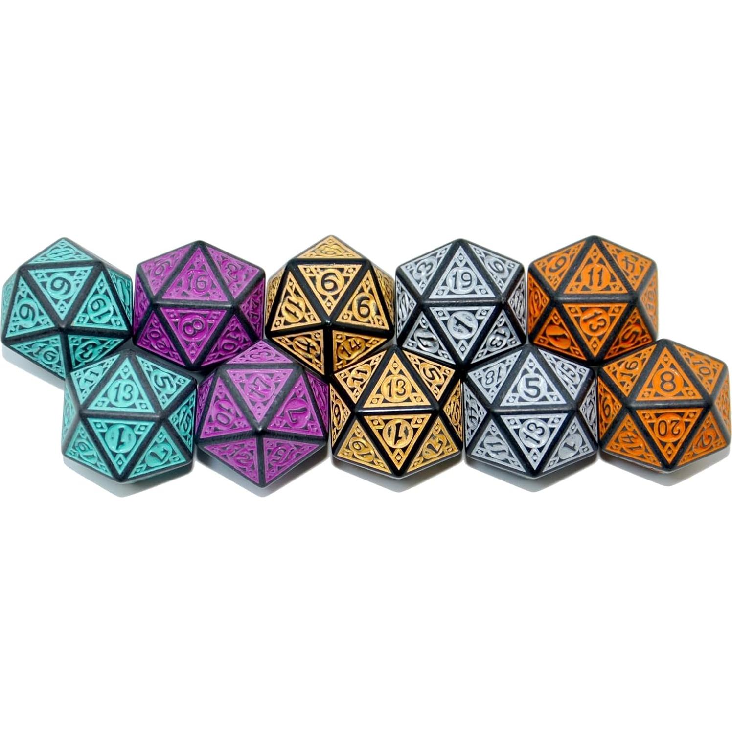 Paquete de 10 Dados D20 Acrílicos SmartDealsPro - Mezcla Retro