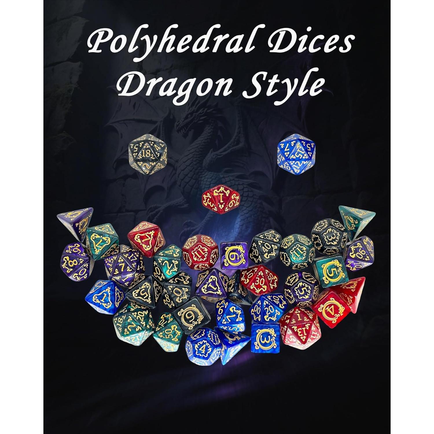Juego de Dados Poliedricos ODINROLL 35 Piezas D&D RPG