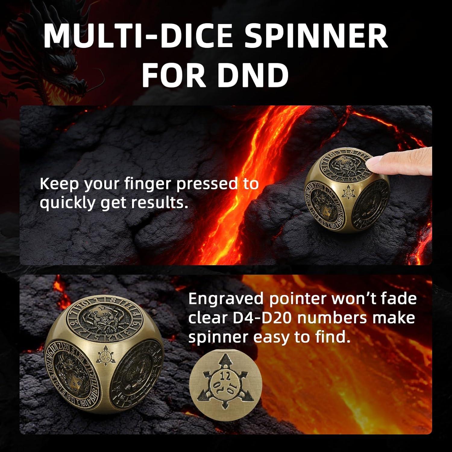 Conjunto de Dados Metálicos D&D Spinner 7 en 1 Bronce