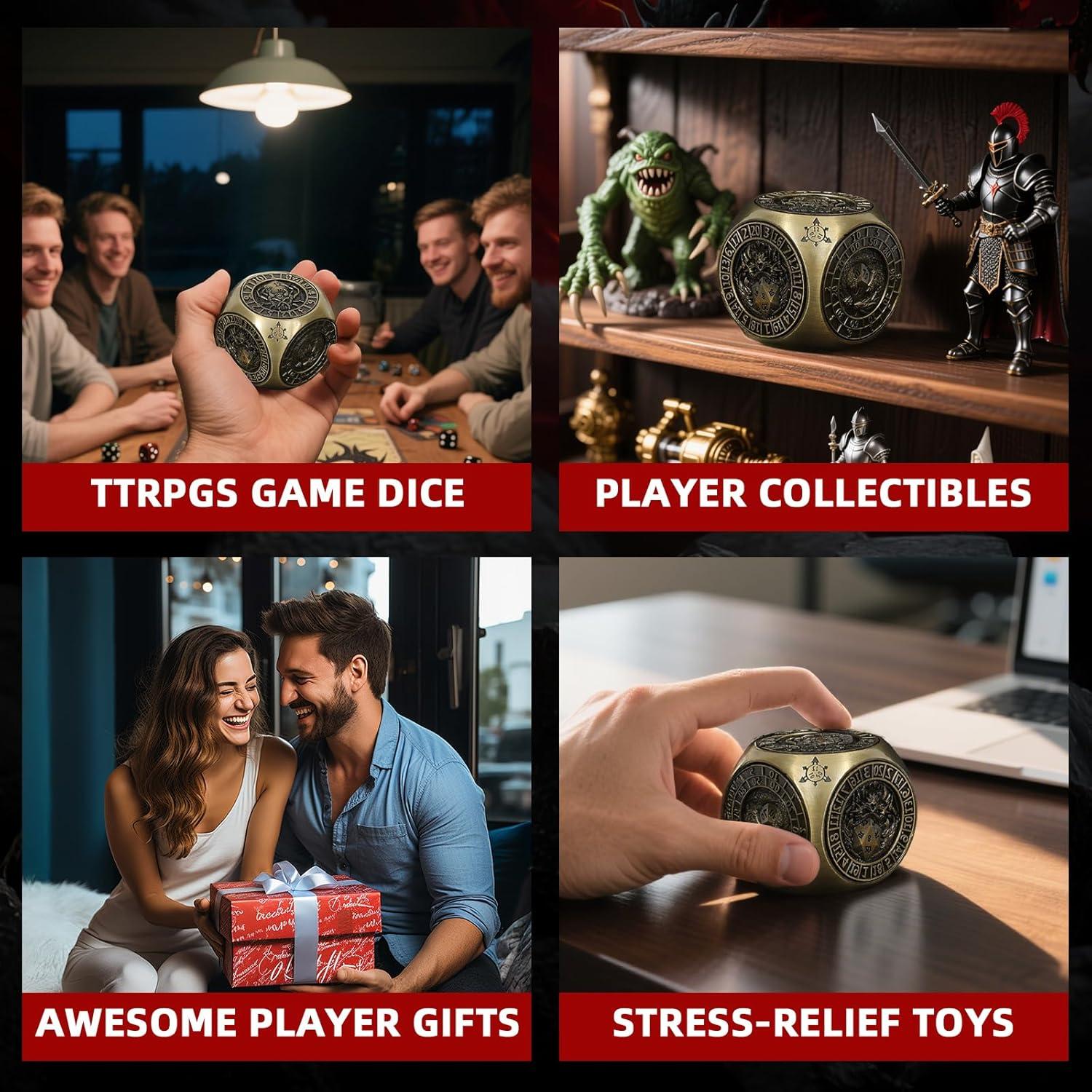 Conjunto de Dados Metálicos D&D Spinner 7 en 1 Bronce