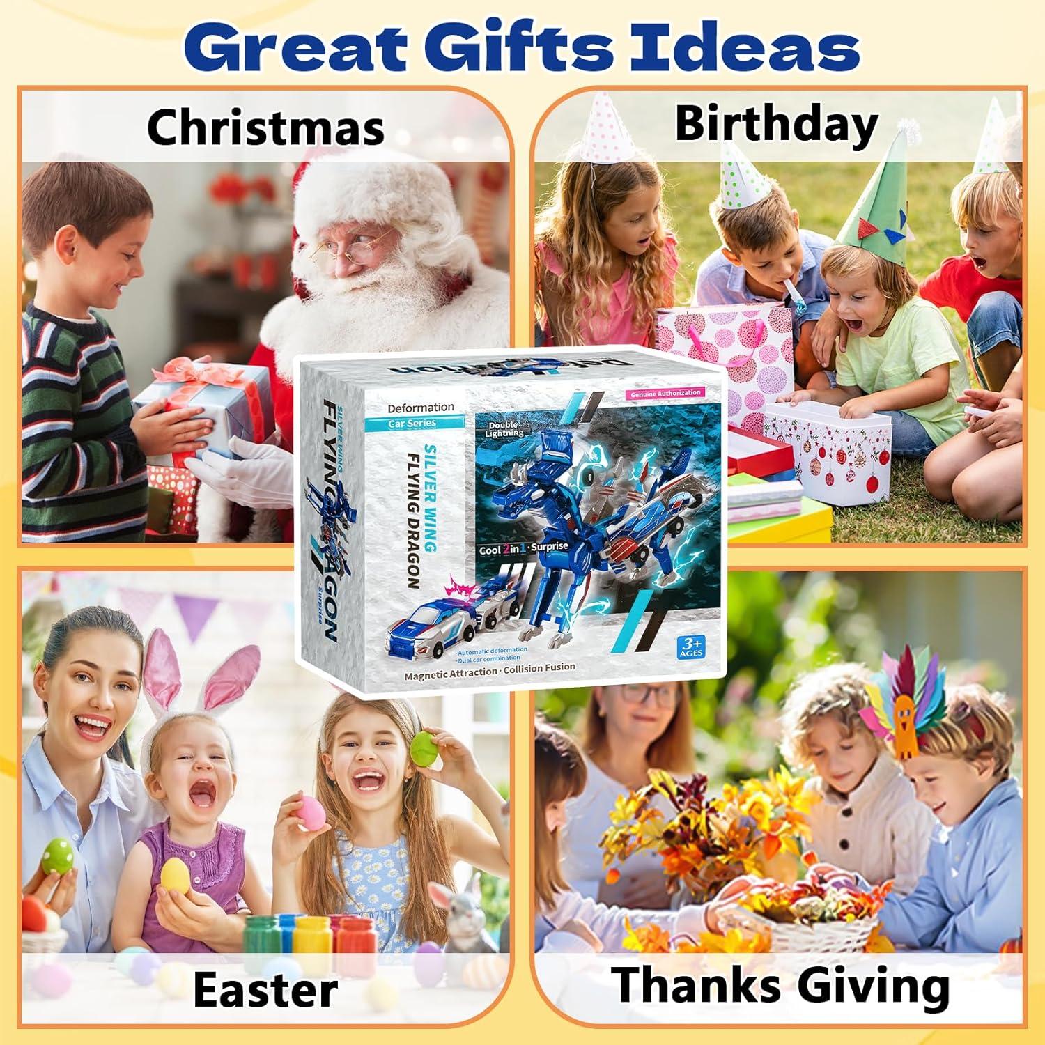 Juguete Transformador Dinosaurio Azul Intoypad 2 en 1