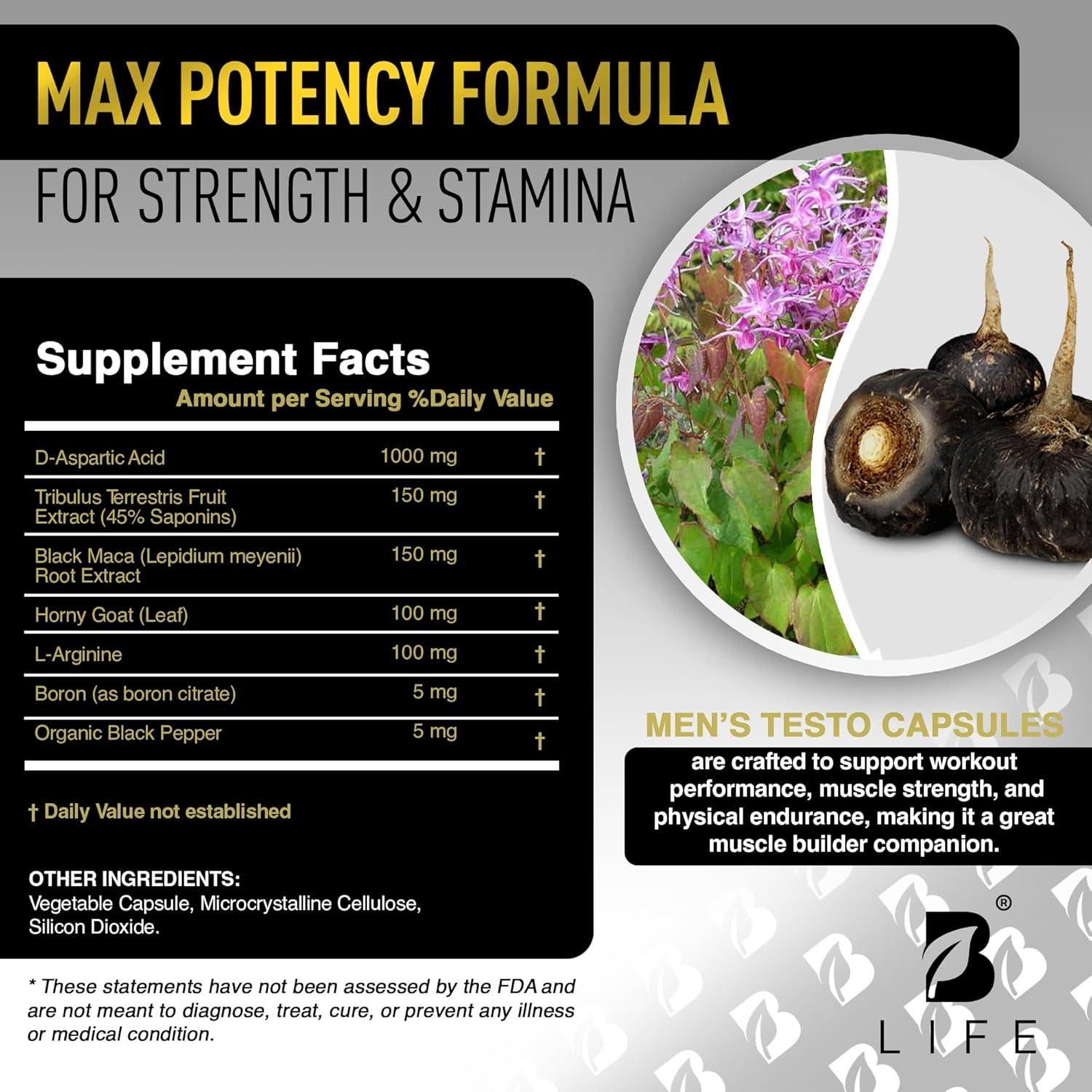 Suplemento Aumentador de Testosterona B Life Testo 80 Porciones