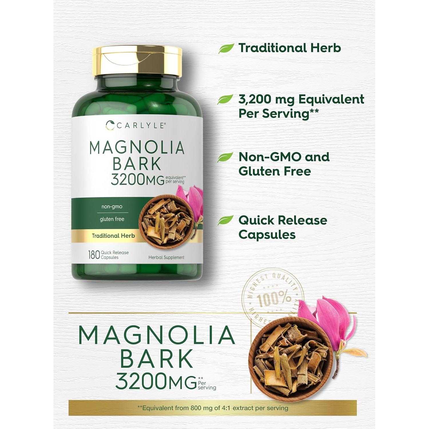 Corteza de Magnolia Carlyle 3200 mg | 180 Cápsulas Suplemento