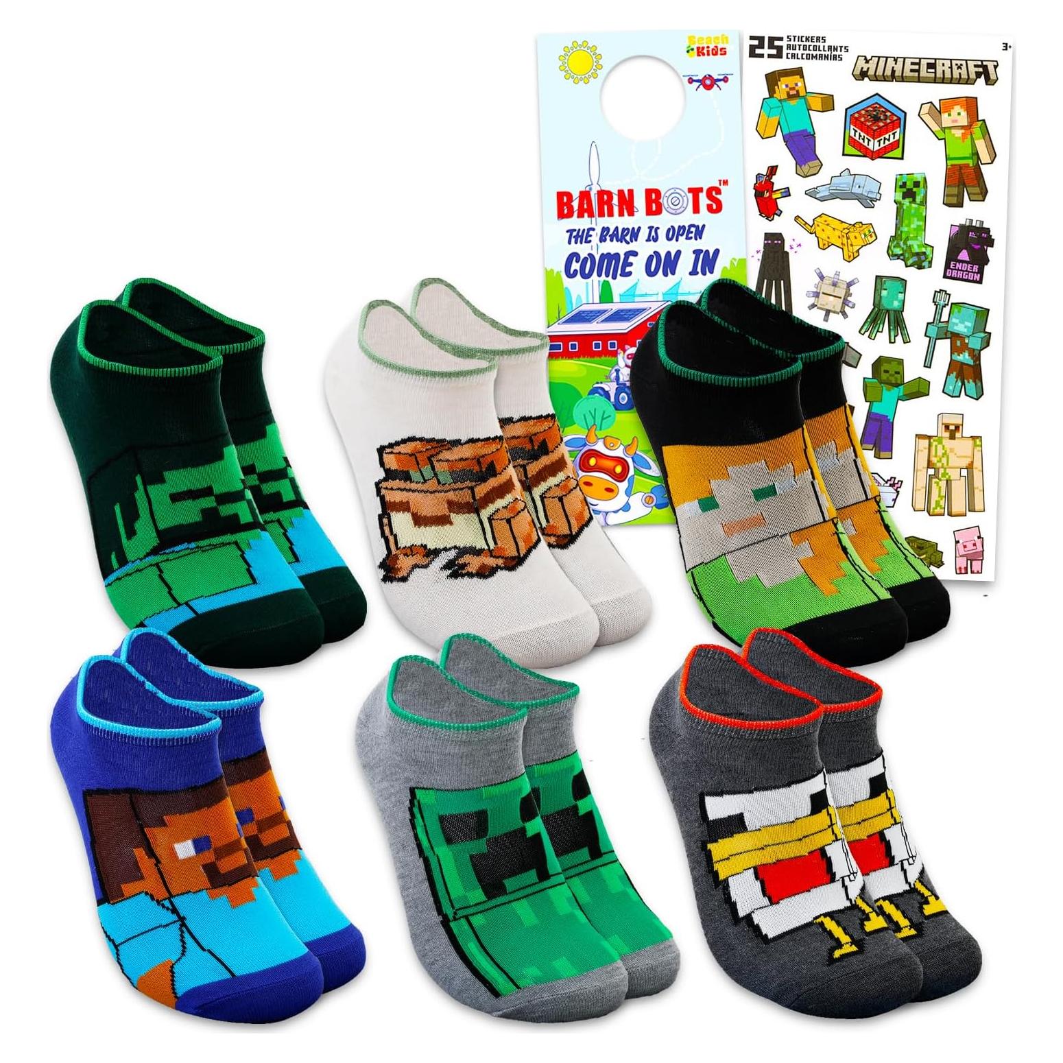 Conjunto de Calcetines Minecraft 6 Pares Niños 6-8 Años
