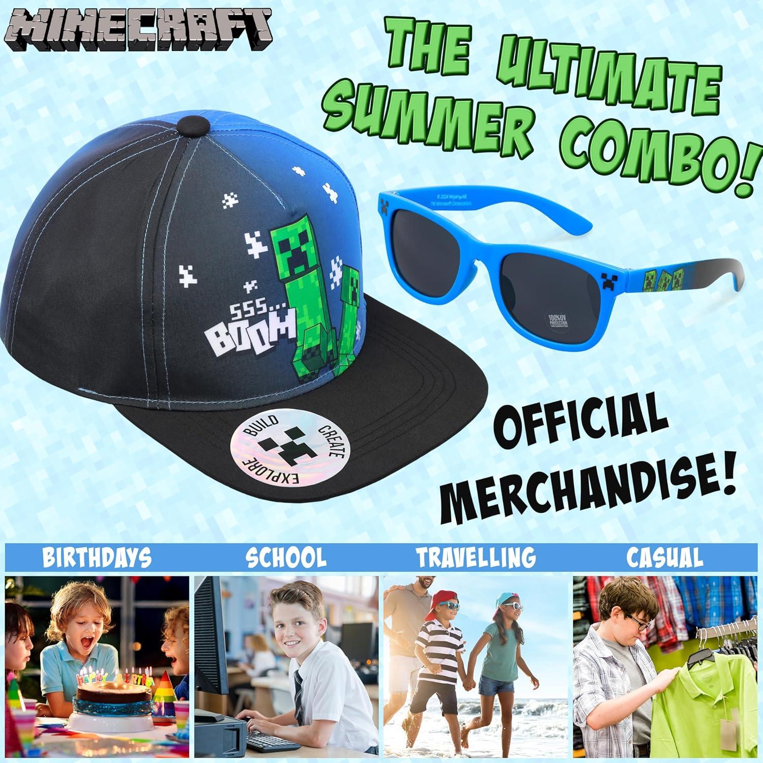 Gorra de béisbol Minecraft y gafas de sol UV para niños