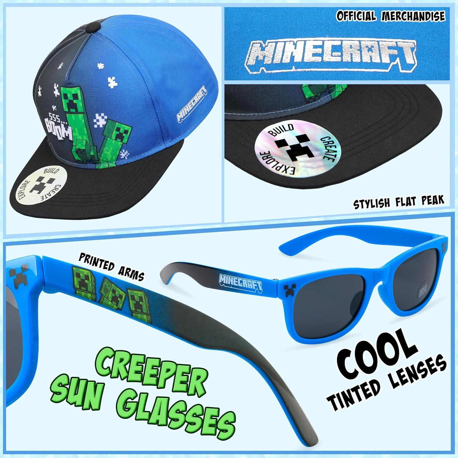Gorra de béisbol Minecraft y gafas de sol UV para niños