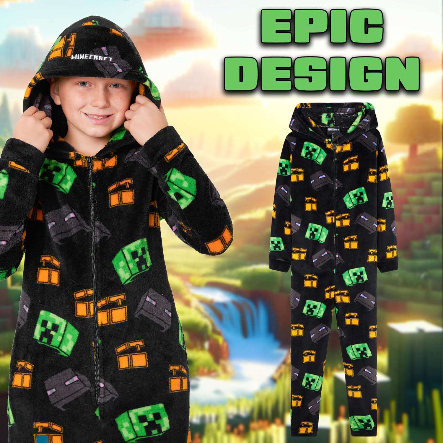 Pijama de una pieza Minecraft para niños 9-10 años - Forro polar