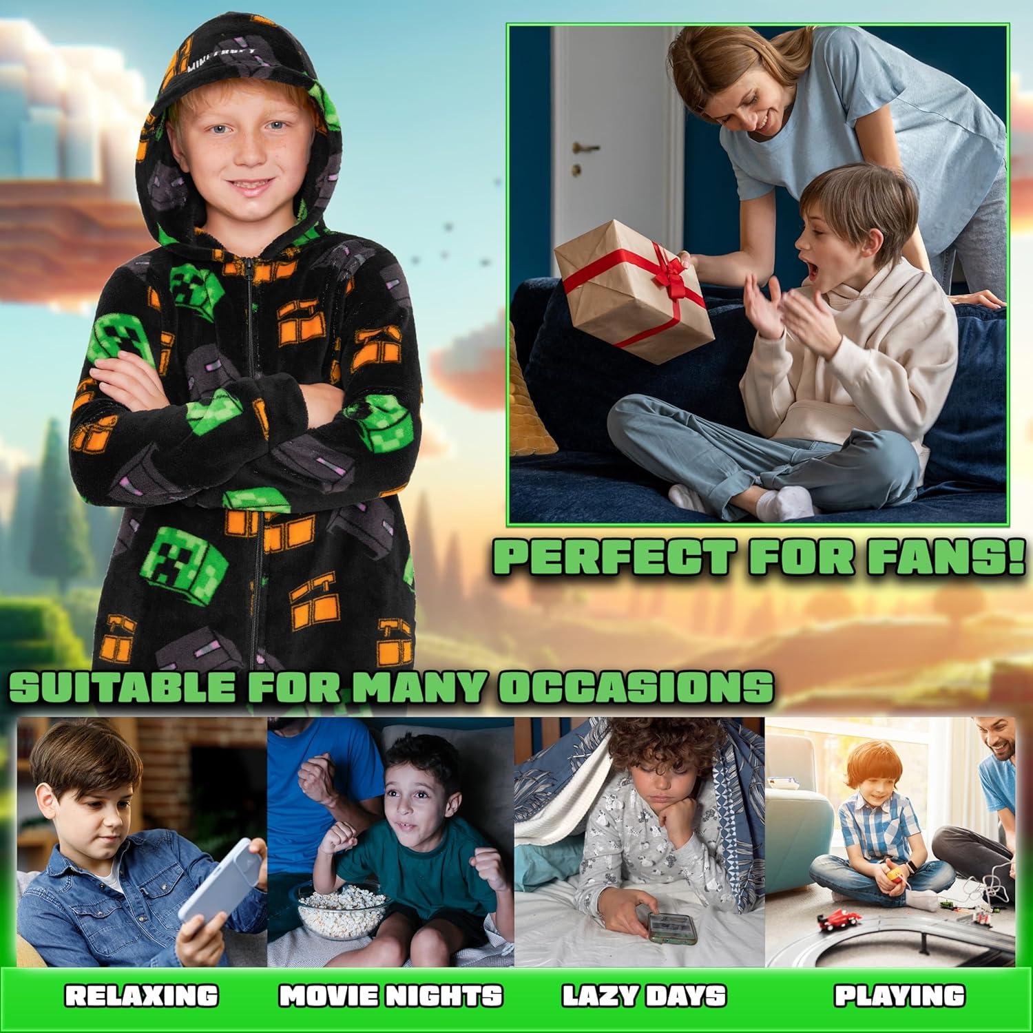 Pijama de una pieza Minecraft para niños 9-10 años - Forro polar