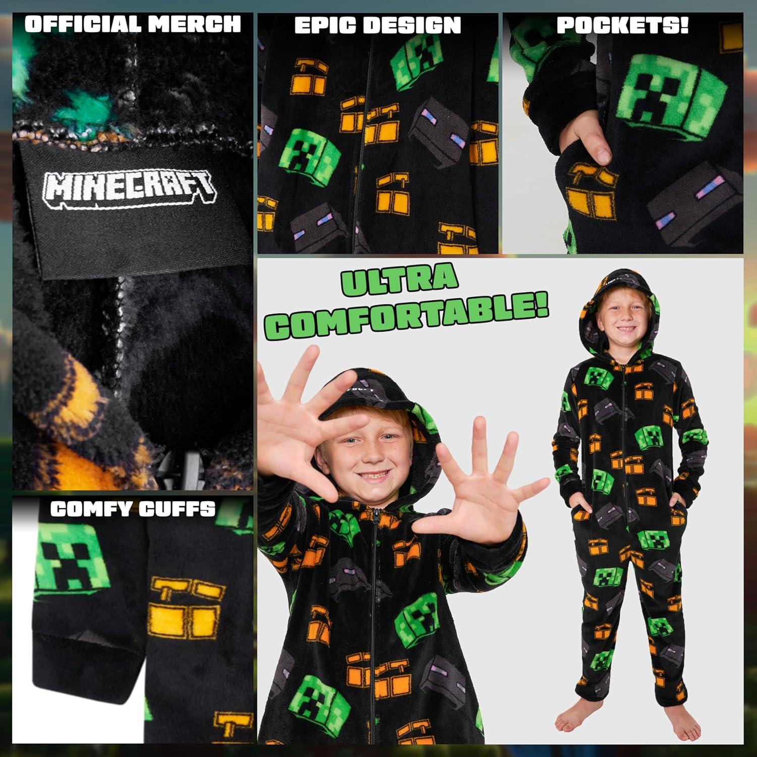 Pijama de una pieza Minecraft para niños 9-10 años - Forro polar