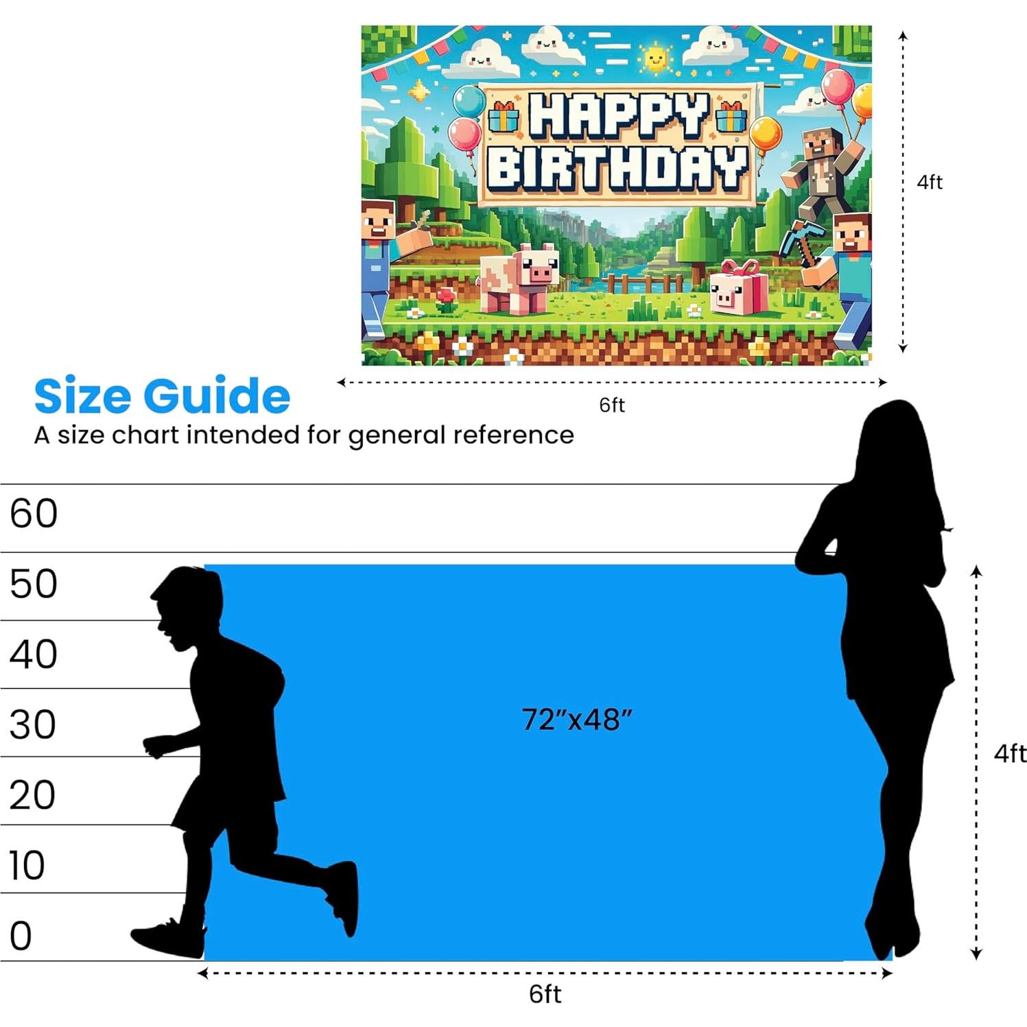 Banner de Cumpleaños Feliz Pixel 1.83x1.22m Indotribe Decoración