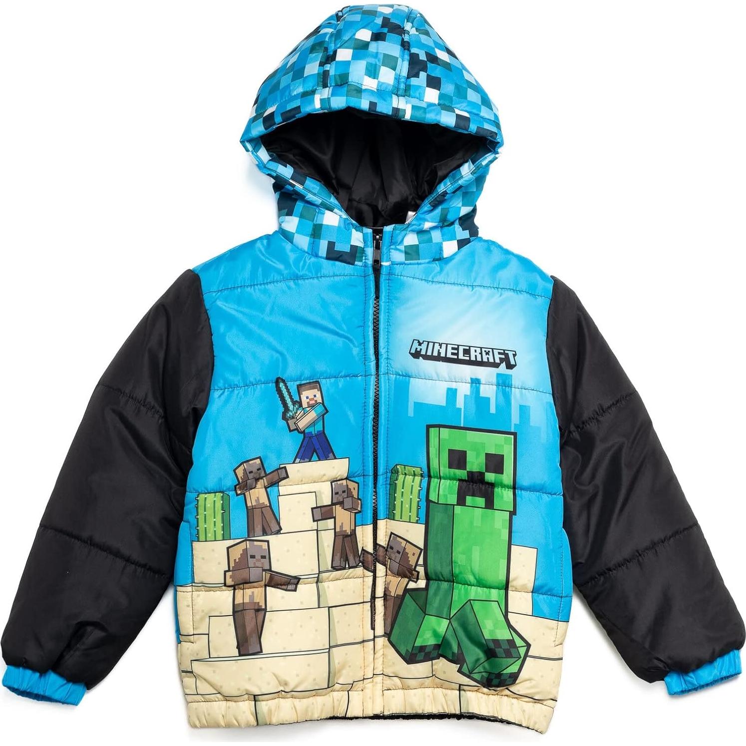 Abrigo acolchado Minecraft Creeper Steve para niños 7-8 años