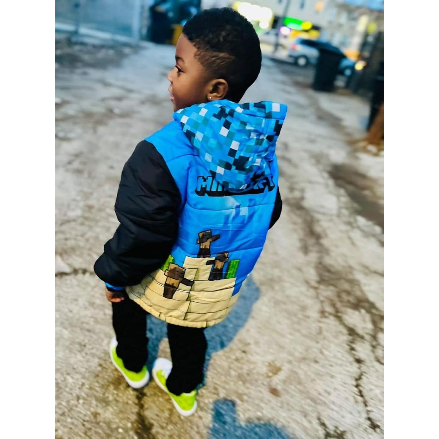 Abrigo acolchado Minecraft Creeper Steve para niños 7-8 años