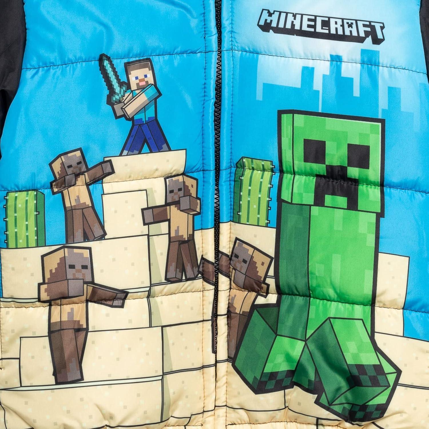 Abrigo acolchado Minecraft Creeper Steve para niños 7-8 años