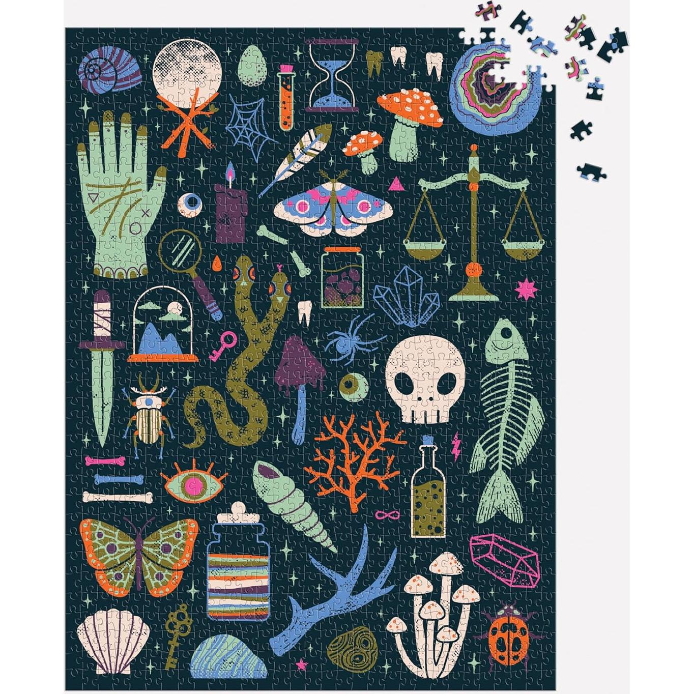 Rompecabezas Galison Oculto y Curioso 1000 Piezas Brilla en la Oscuridad