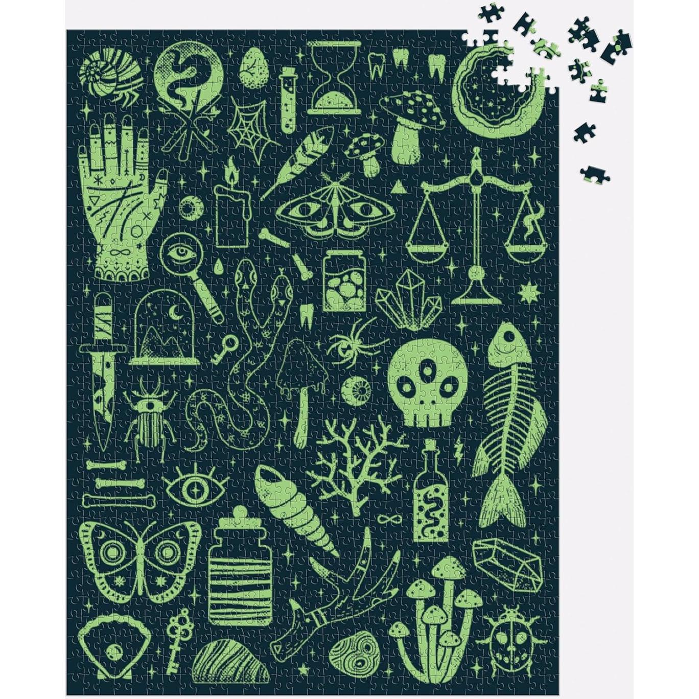 Rompecabezas Galison Oculto y Curioso 1000 Piezas Brilla en la Oscuridad