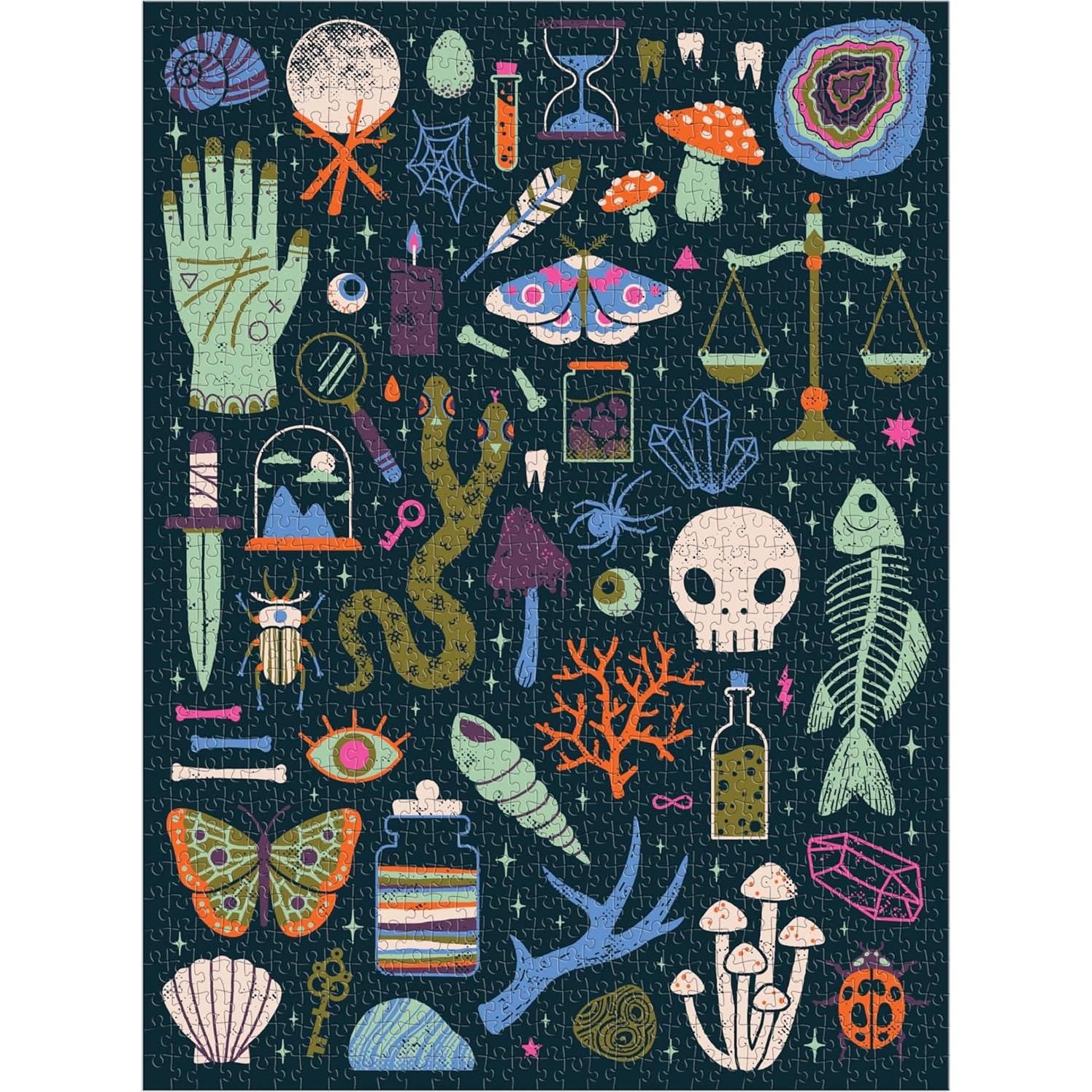 Rompecabezas Galison Oculto y Curioso 1000 Piezas Brilla en la Oscuridad