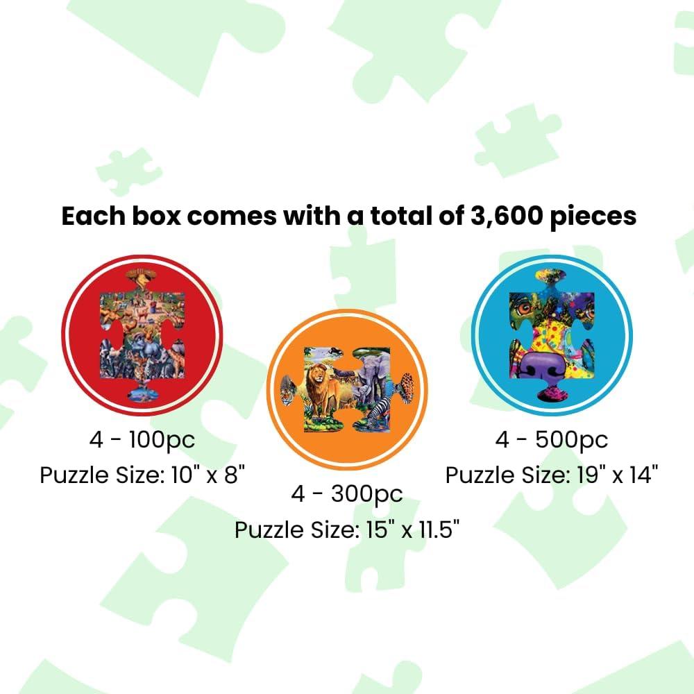 MasterPieces Paquete de 12 Rompecabezas 500/300/100 Piezas