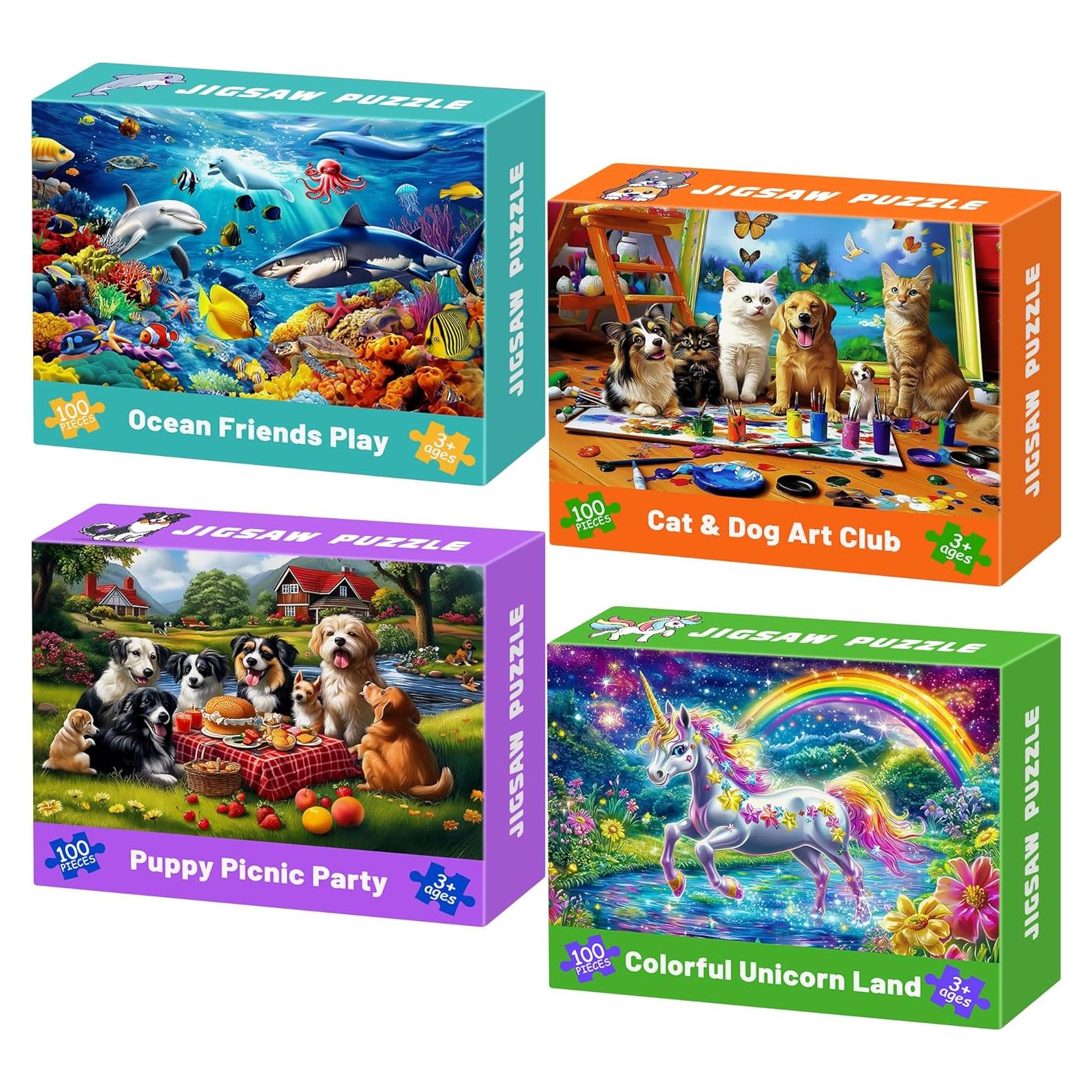 Rompecabezas 4 en 1 Engfa 100 Piezas para Niños 4 a 8 Años