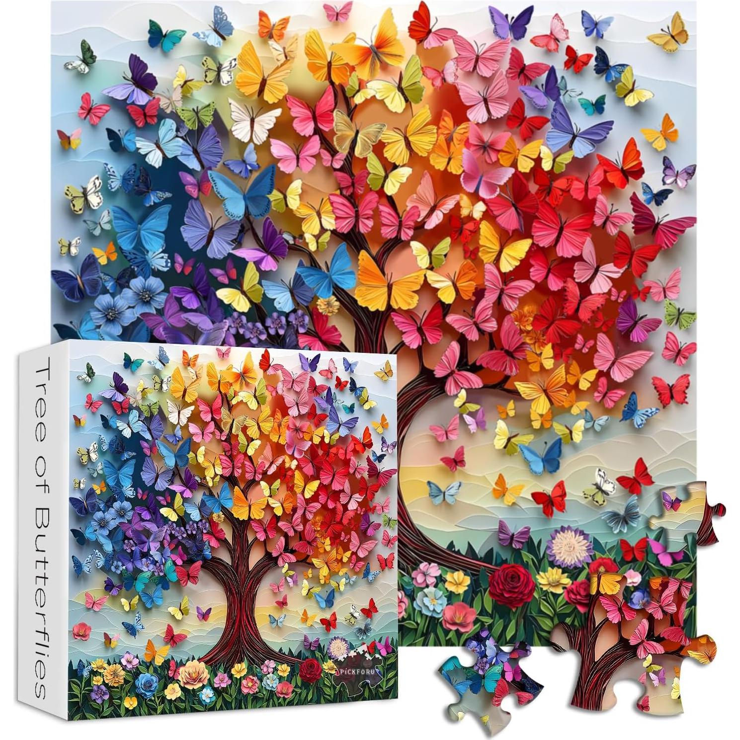 Rompecabezas PICKFORU 1000 Piezas Mariposas Árbol de la Vida