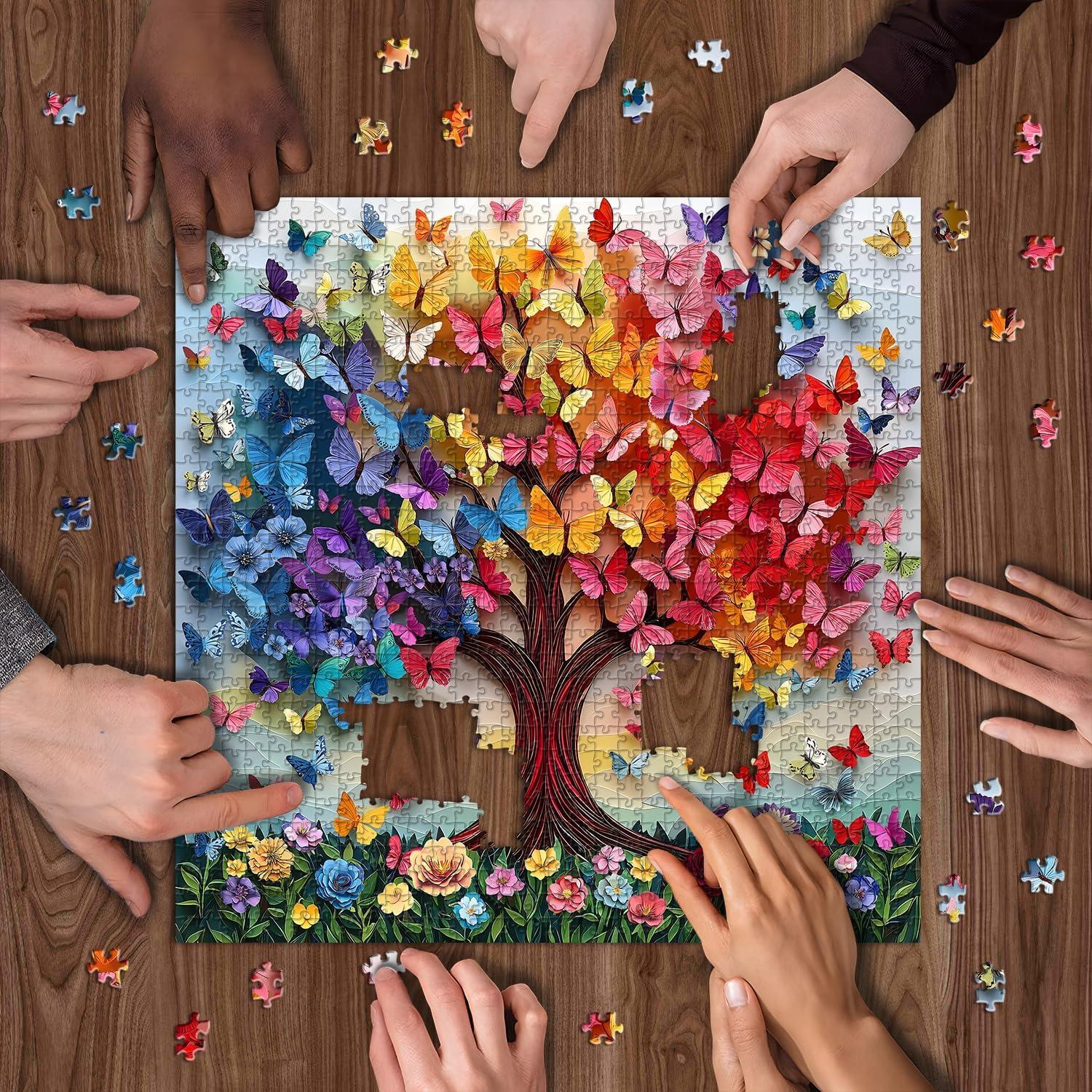 Rompecabezas PICKFORU 1000 Piezas Mariposas Árbol de la Vida