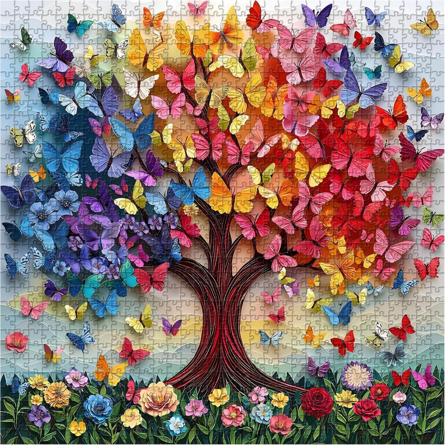 Rompecabezas PICKFORU 1000 Piezas Mariposas Árbol de la Vida