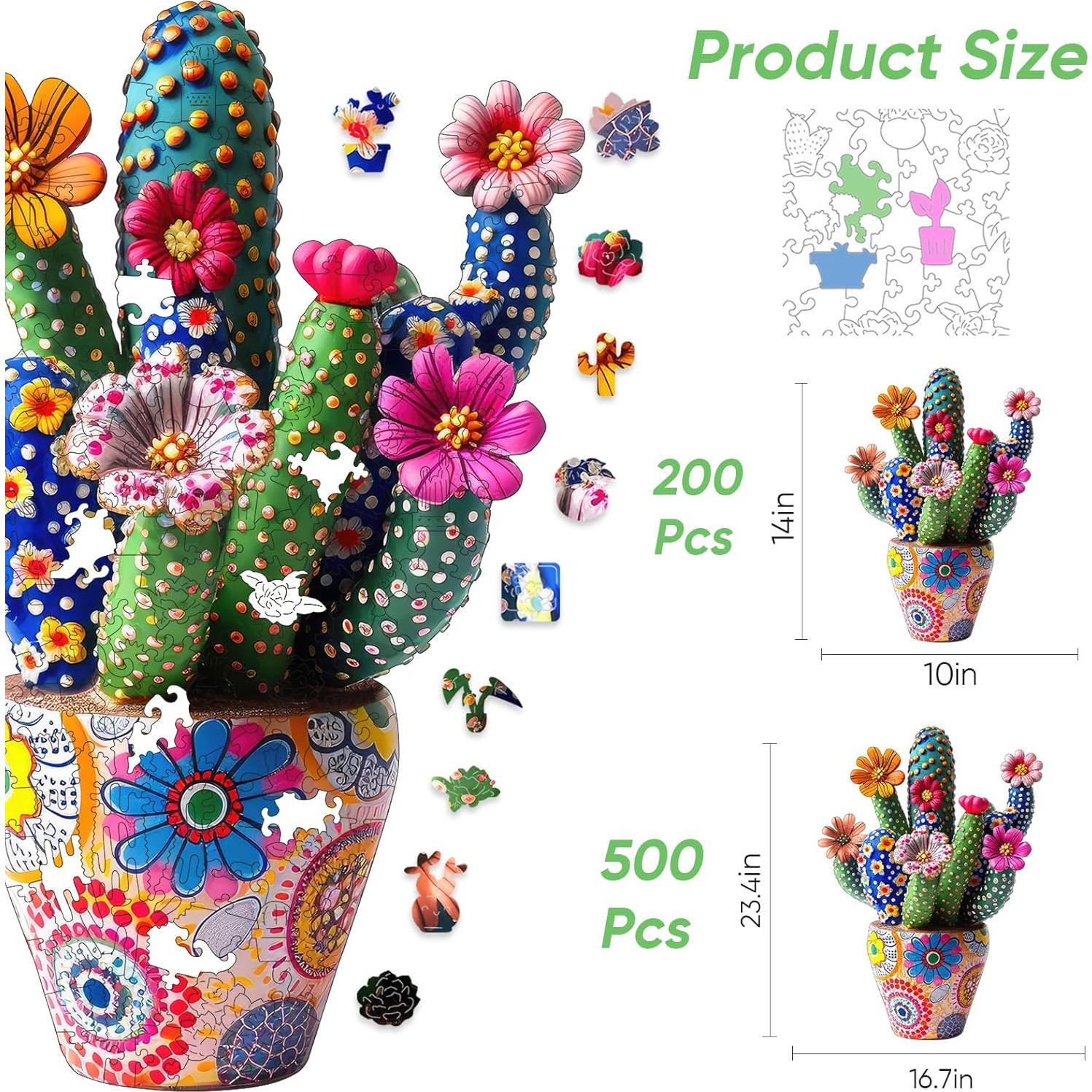 Rompecabezas de Madera Mys Aurora Flor de Cactus 200 Piezas
